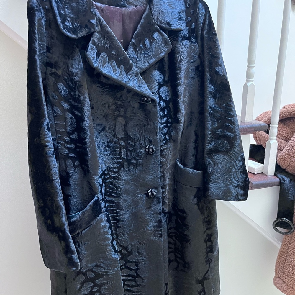 Women’s Black vintage Broadtale Lou Nirenberg coat sz 16 - Picture 8 of 9